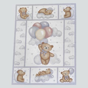 *Panel infantil sleepy teddy** con figuras de ositos estampadas para confeccionar cojines y peluches de tela