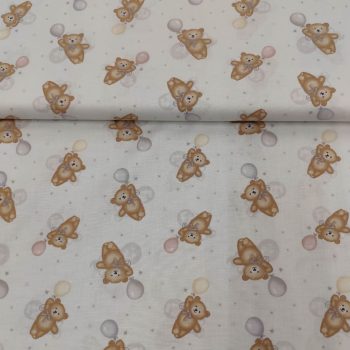 **Tela infantil sleepy teddy ositos y globos** de algodón 100% con un ancho de 1,10m para patchwork y canastilla de bebé