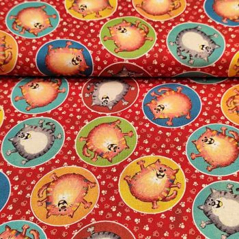 Tela Patchwork Cat Hair Don't Care Ref. 442744 de algodón 100% con estampado de gatos y diseño divertido