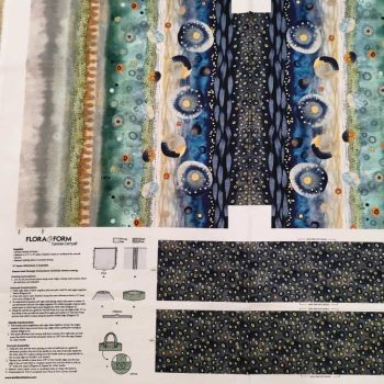 Panel de loneta flora form** con piezas estampadas para confeccionar un bolso mediante la técnica de cortar y coser