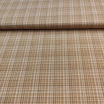 Tela tramada japonesa ocre de cuadros ref 135185 de algodón con hilo teñido