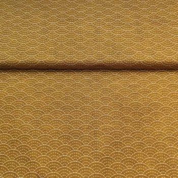 Tela estampado sashiko ocre de algodón para patchwork y bordado japonés